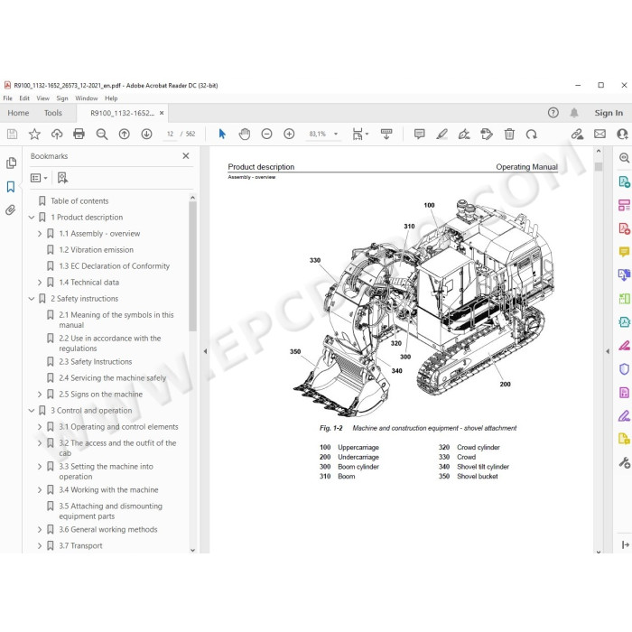 Liebherr Mining Excavator R9100 R9100B service & repair manual