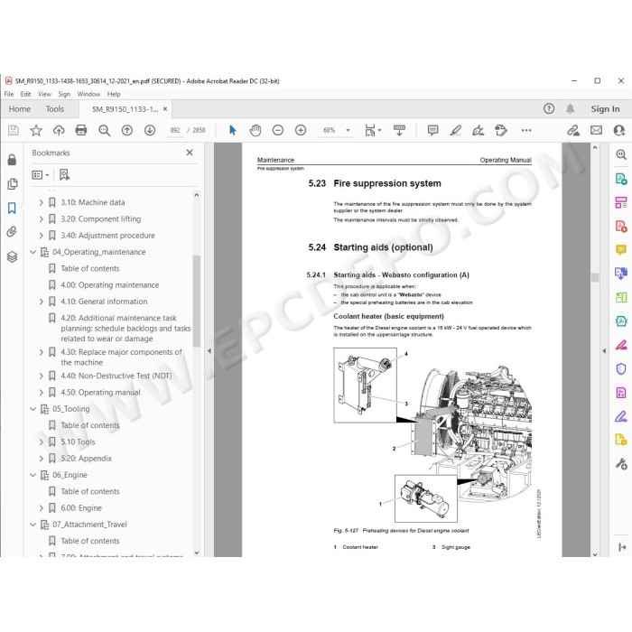 Liebherr Mining Excavator R9150 R9150B R9150E service & repair manual