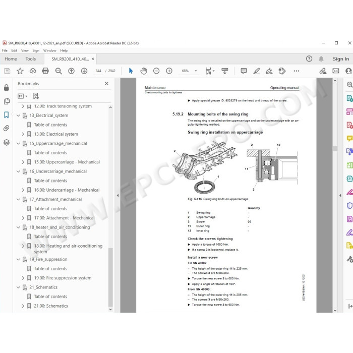Liebherr Mining Excavator R9200 R9200E service & repair manual