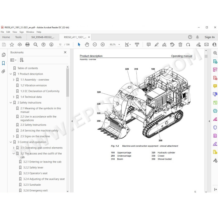 Liebherr Mining Excavator R9350 R994B Litronic service & repair manual
