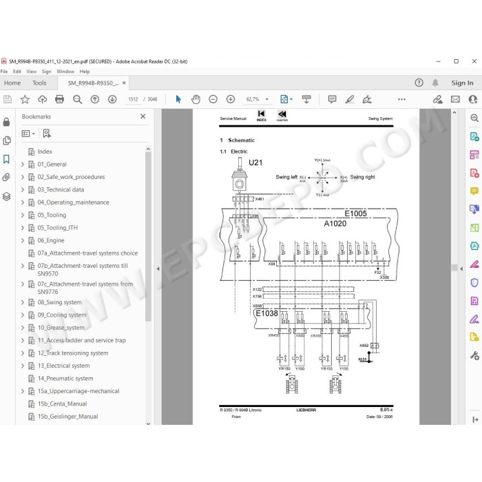 Liebherr Mining Excavator R9350 R994B Litronic service & repair manual