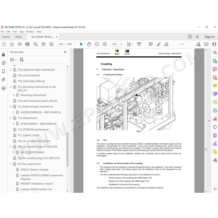 Liebherr Mining Excavator R9350 R994B Litronic service & repair manual