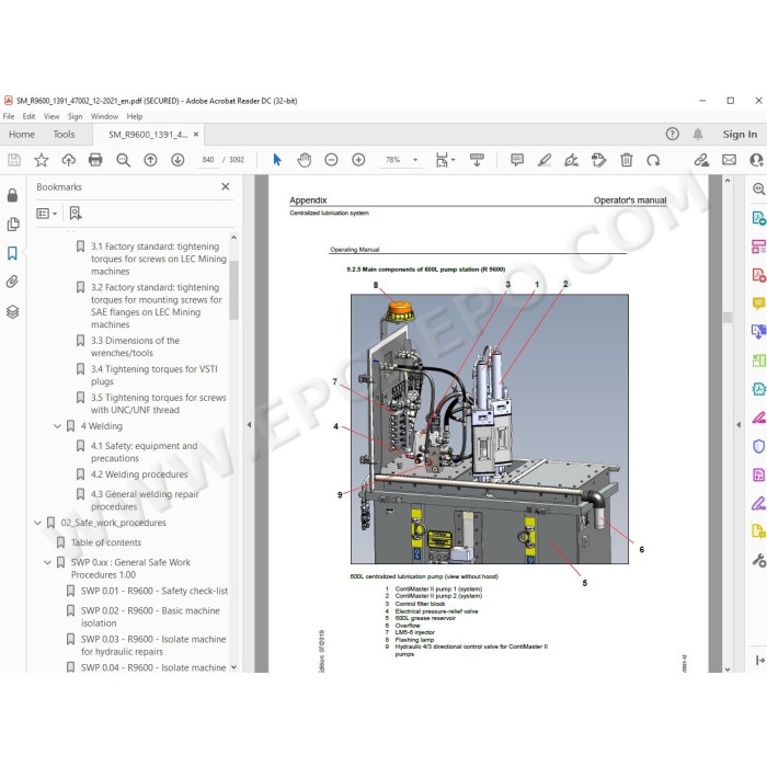 Liebherr Mining Excavator R9600 service & repair manual