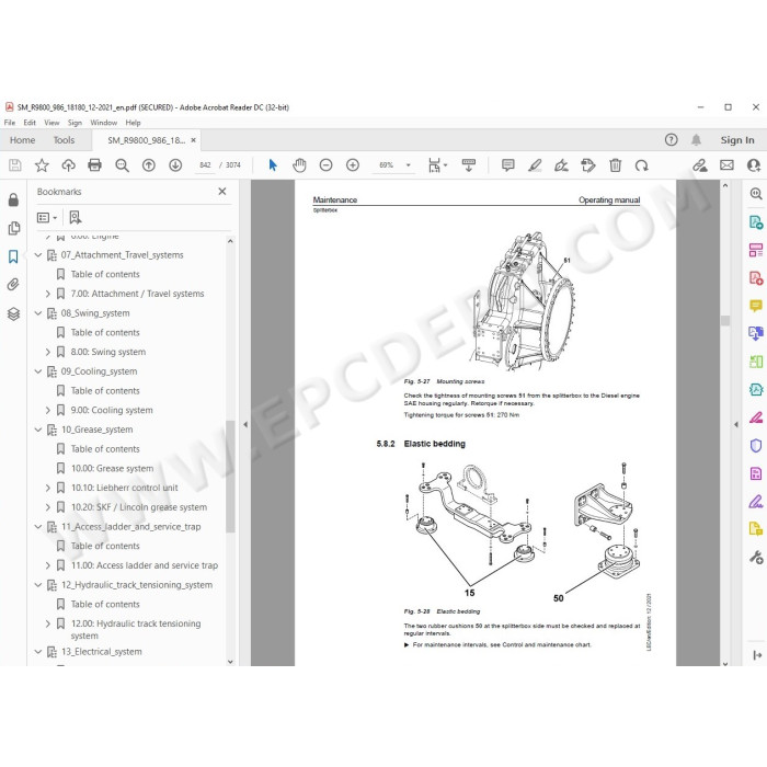 Liebherr Mining Excavator R9800 service & repair manual