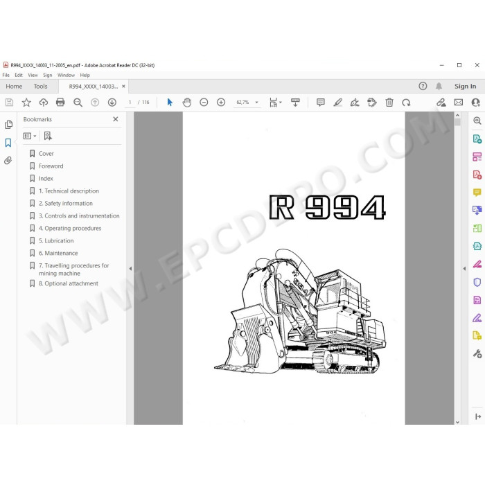 Liebherr Mining Excavator R994 service & repair manual