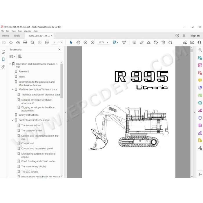 Liebherr Mining Excavator R995 Litronic service & repair manual