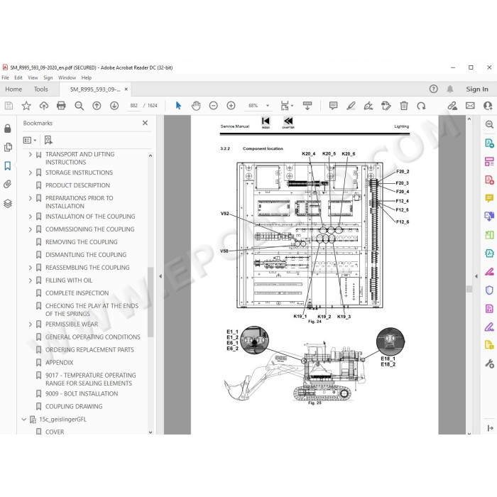 Liebherr Mining Excavator R995 Litronic service & repair manual