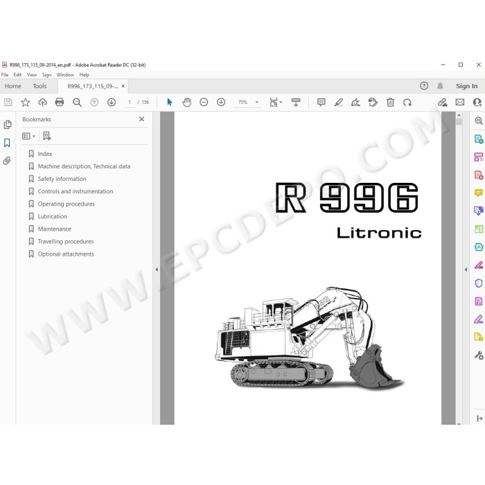 Liebherr Mining Excavator R996 R996B Litronic service & repair manual