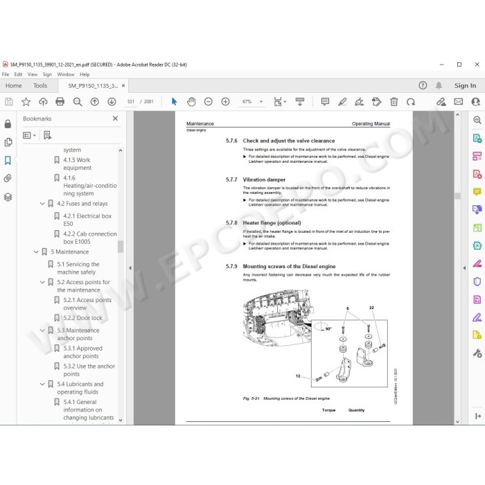 Liebherr Mining Pontoon Excavator P9150 service & repair manual