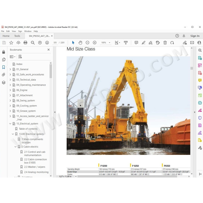 Liebherr Mining Pontoon Excavator P9350 service & repair manual