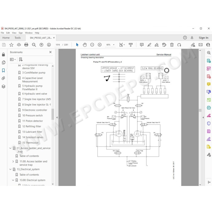 Liebherr Mining Pontoon Excavator P9350 service & repair manual