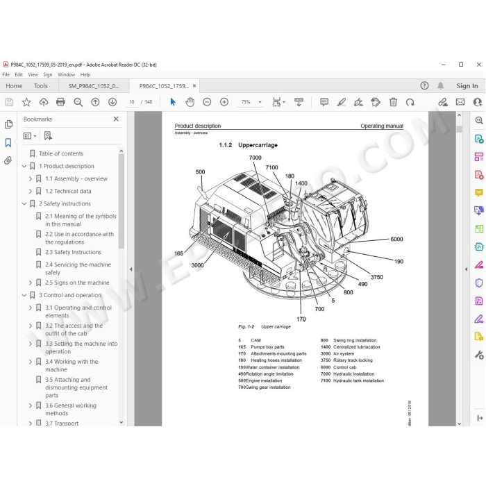 Liebherr Mining Pontoon Excavator P984C service & repair manual