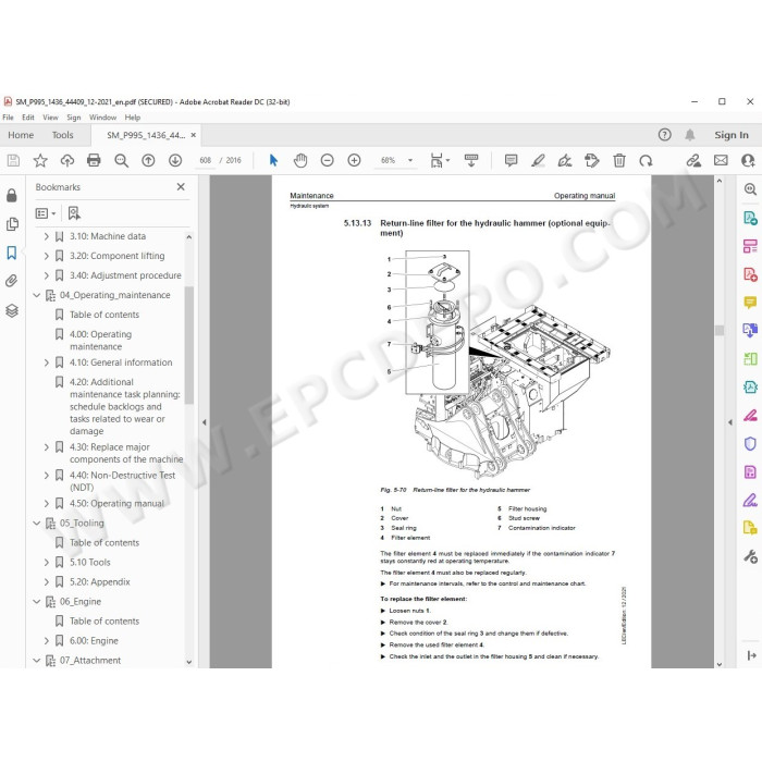 Liebherr Mining Pontoon Excavator P995 service & repair manual
