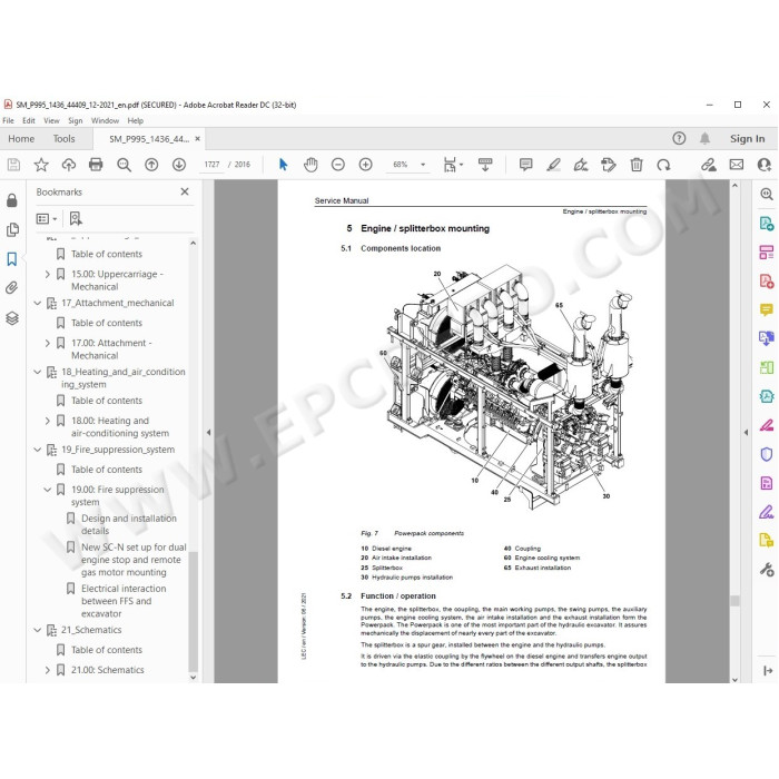 Liebherr Mining Pontoon Excavator P995 service & repair manual