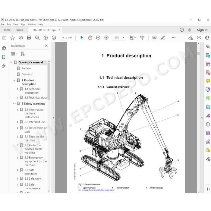 Liebherr Material Handling Excavator LH110 EC / M / C Generation 6 service manual