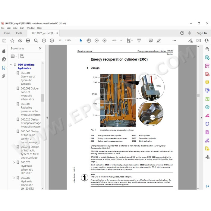 Liebherr Material Handling Excavator LH150 EC / M / C Generation 6 service manual