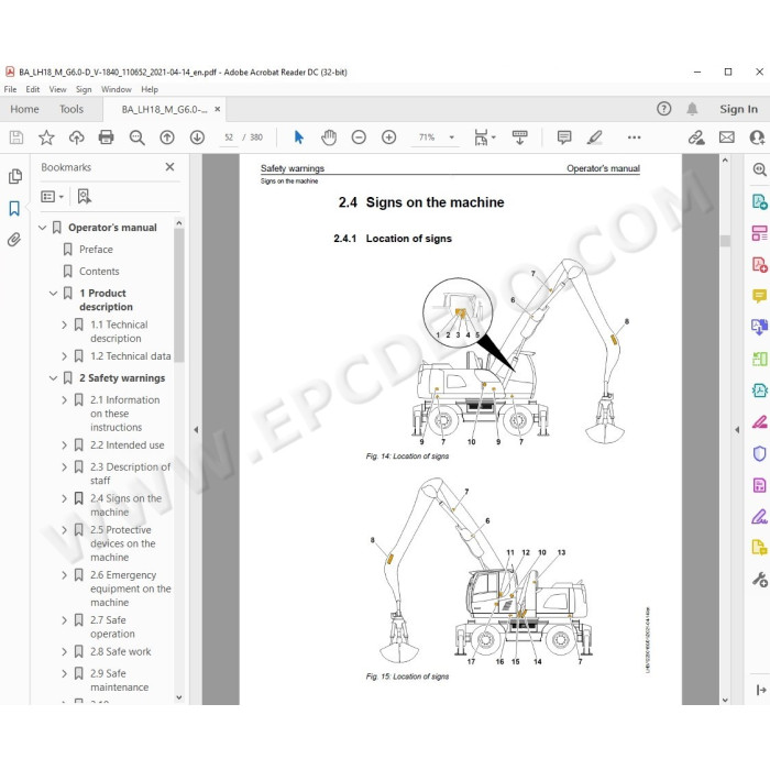 Liebherr Material Handling Excavator LH18 M Generation 6 service manual