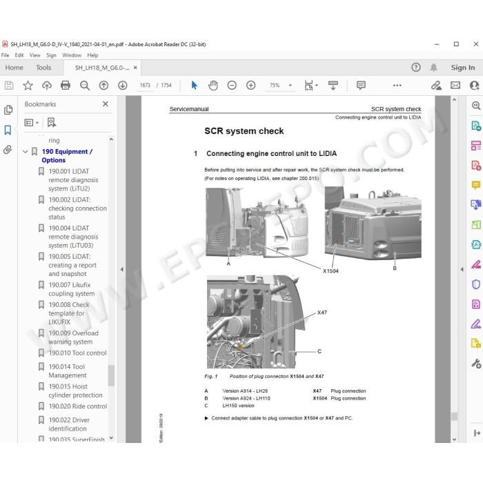 Liebherr Material Handling Excavator LH18 M Generation 6 service manual