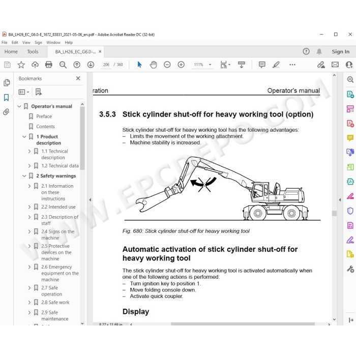 Liebherr Material Handling Excavator LH26 EC / EM Generation 6 service manual
