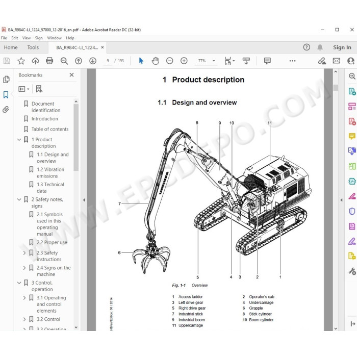 Liebherr Material Handling Excavator R984C Litronic Tier 3 service manual