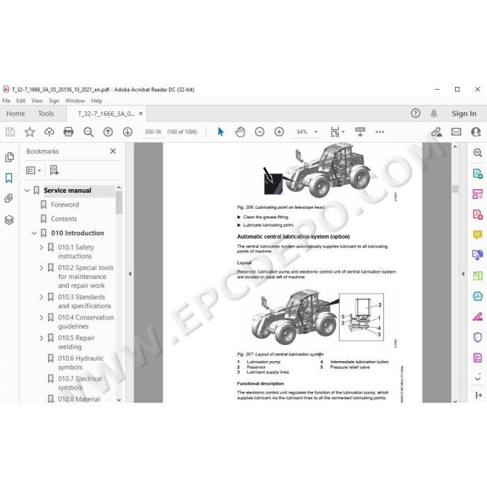 Liebherr Telescopic Handler T32-7 Generation 4 service & repair manual