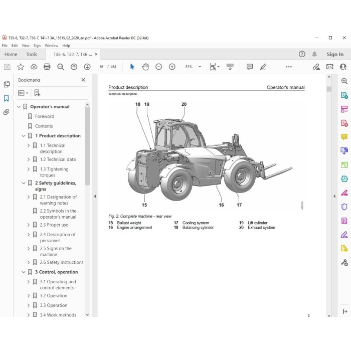 Liebherr Telescopic Handler T41-7 Generation 4 service & repair manual