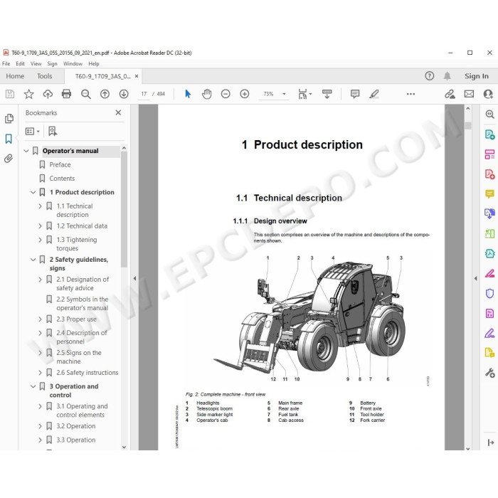 Liebherr Telescopic Handler T60-9 Generation 4 service & repair manual