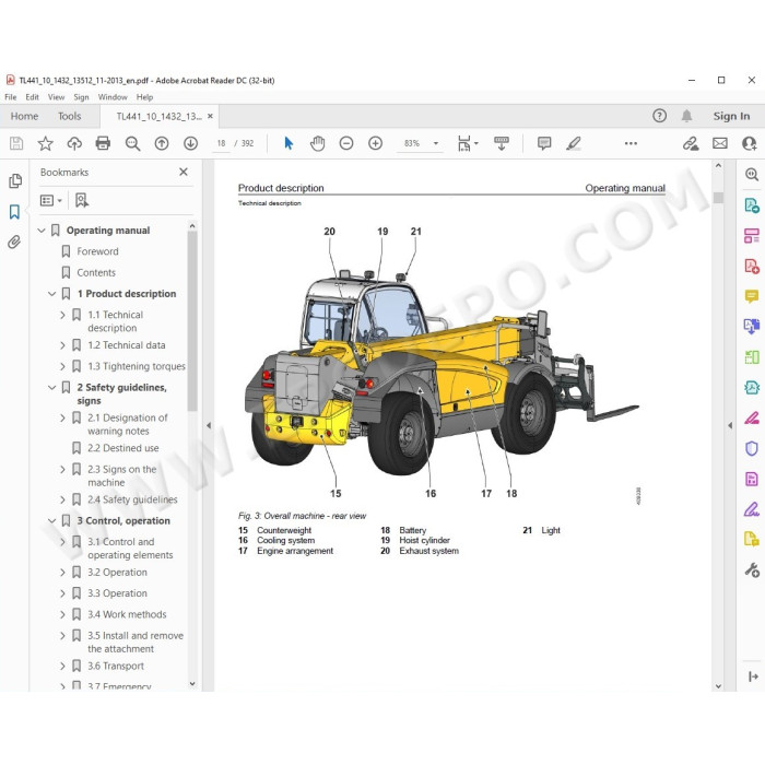 Liebherr Telescopic Handler TL441-10 TL451-10 TL441-13 TL451-13 Litronic Series 4 Tier 3 service manual