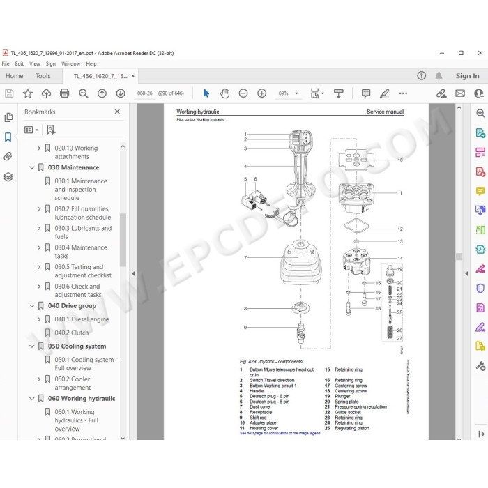 Liebherr Telescopic Handler TL436-7 Tier 4 service & repair manual