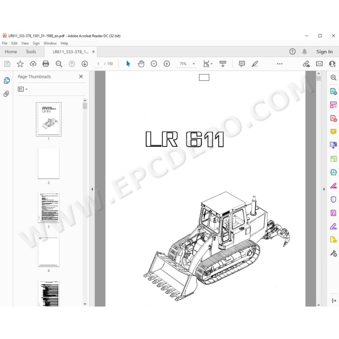 Liebherr Crawler Loader LR611 LR621 LR631 LR641 Generation 1 service manual