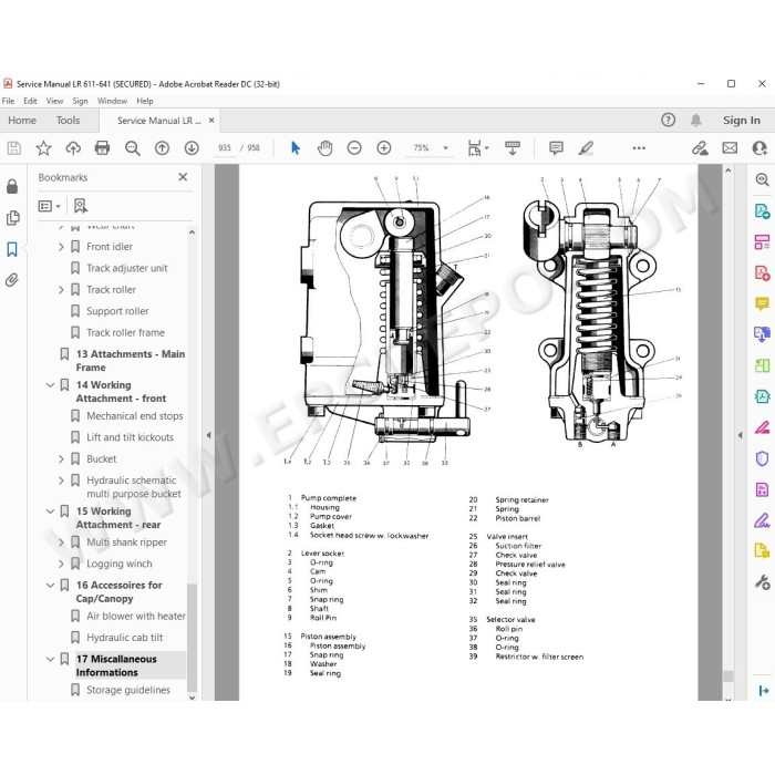 Liebherr Crawler Loader LR611 LR621 LR631 LR641 Generation 1 service manual