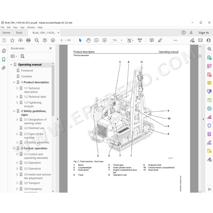 Liebherr Pipe Layer RL44 RL54 RL64 Litronic Series 4 service & repair manual