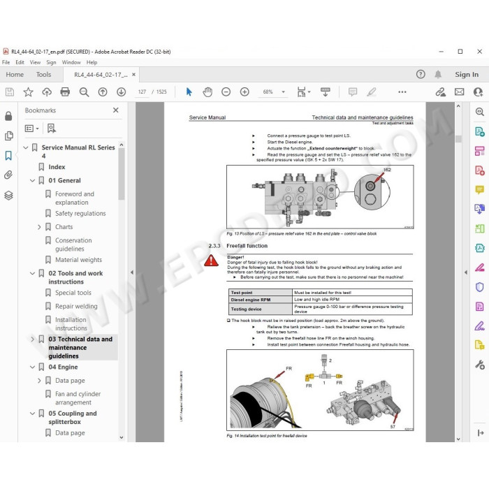 Liebherr Pipe Layer RL44 RL54 RL64 Litronic Series 4 service & repair manual