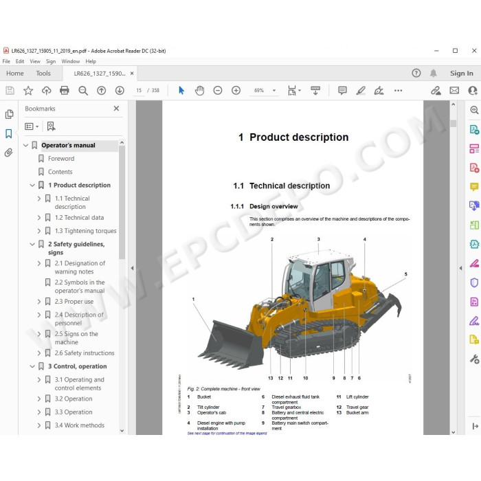 Liebherr Crawler Loader LR626 Generation 6 service & repair manual
