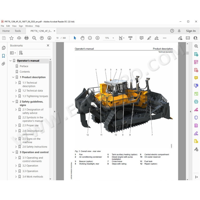 Liebherr Crawler Dozer PR776 Generation 6 service & repair manual