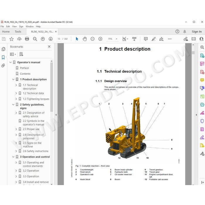 Liebherr Pipe Layer RL56 Generation 6 service & repair manual
