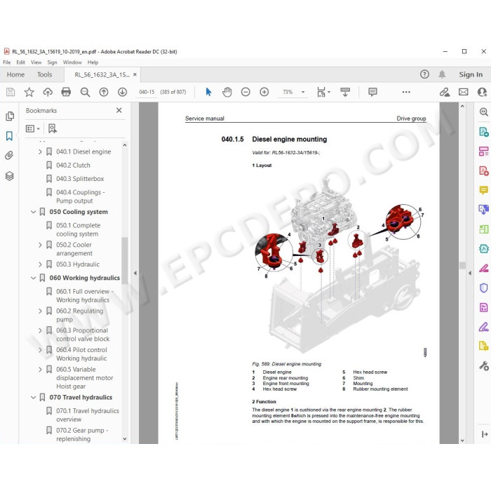 Liebherr Pipe Layer RL56 Generation 6 service & repair manual