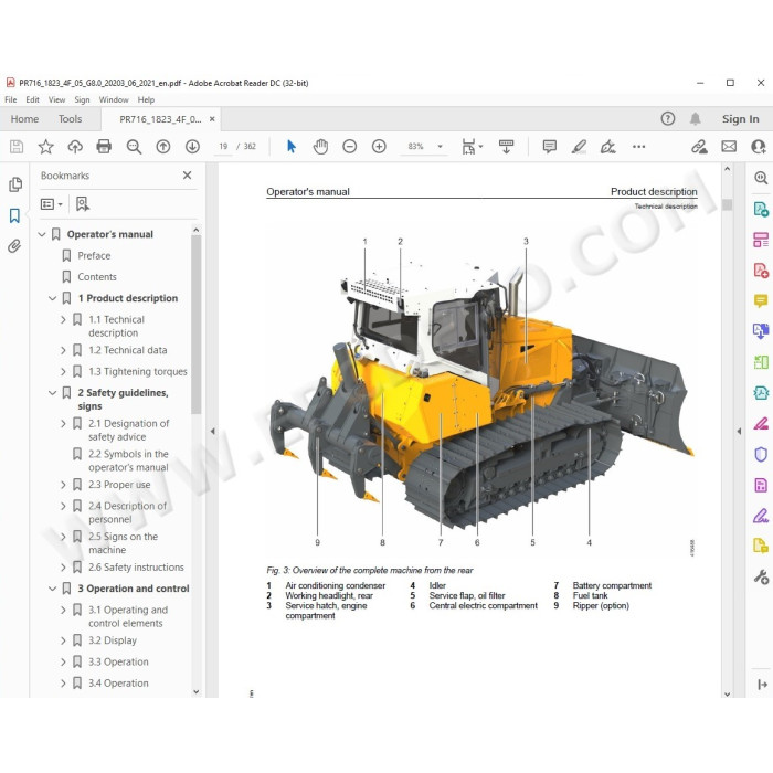 Liebherr Crawler Dozer PR716 Generation 8 service & repair manual