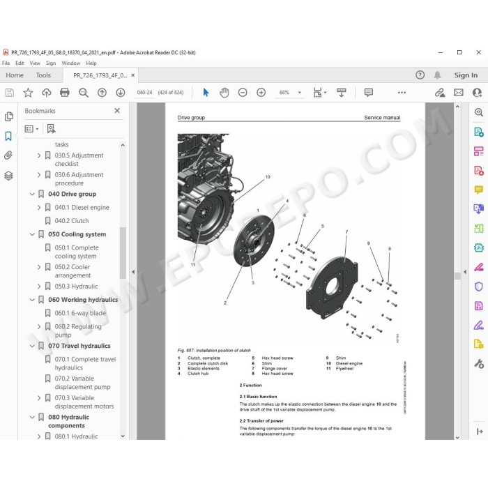 Liebherr Crawler Dozer PR726 Generation 8 service & repair manual