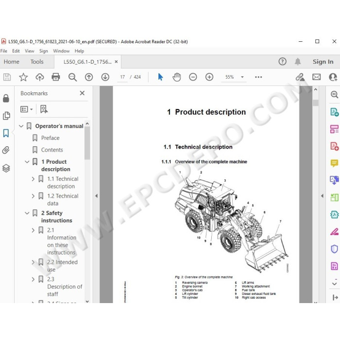 Liebherr Wheel Loader L550 Generation 5 / 6 service & repair manual