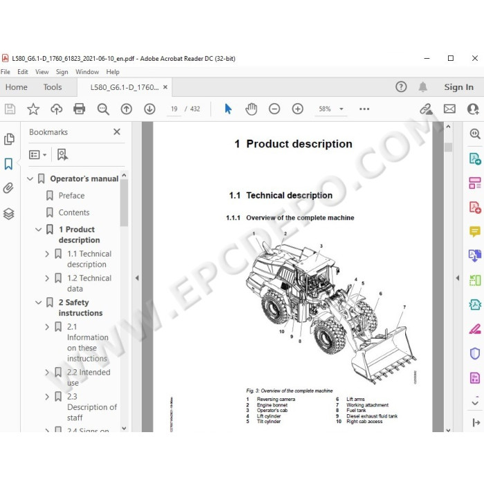 Liebherr Wheel Loader L580 Generation 5 / 6 service & repair manual