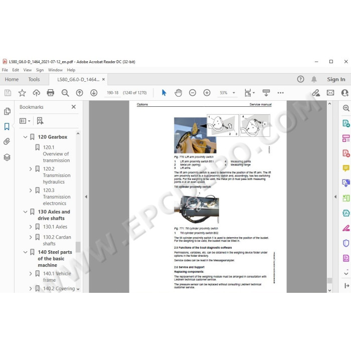 Liebherr Wheel Loader L580 Generation 5 / 6 service & repair manual