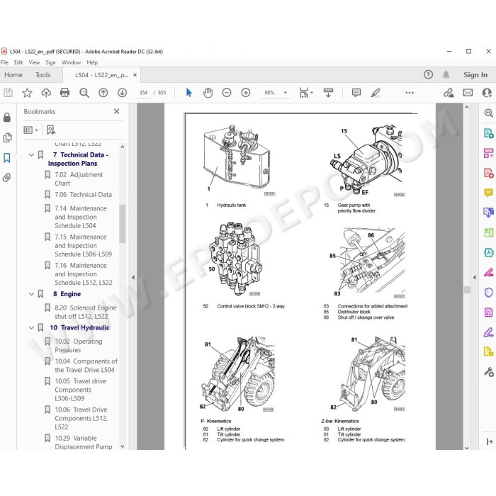 Liebherr Wheel Loader L504 L506 L507 L508 L509 L510 L512 L522 service & repair manual