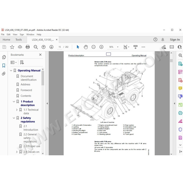 Liebherr Wheel Loader L524 L534 L538 Tier 2 service & repair manual