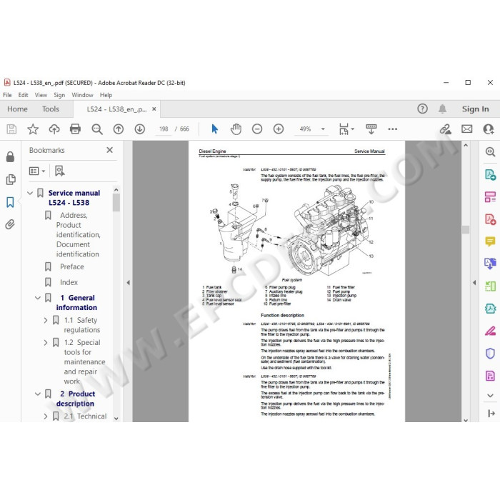 Liebherr Wheel Loader L524 L534 L538 Tier 2 service & repair manual