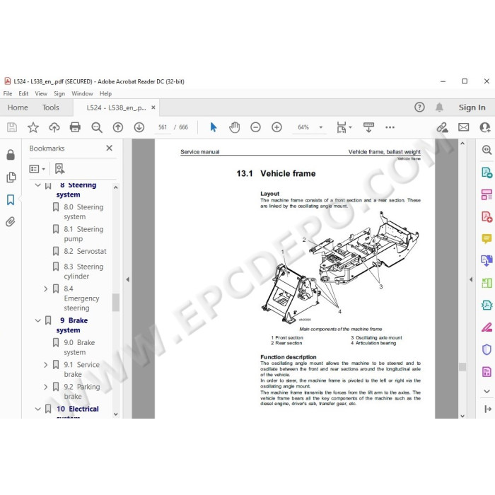 Liebherr Wheel Loader L524 L534 L538 Tier 2 service & repair manual