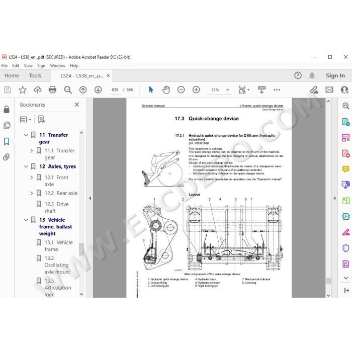 Liebherr Wheel Loader L524 L534 L538 Tier 2 service & repair manual