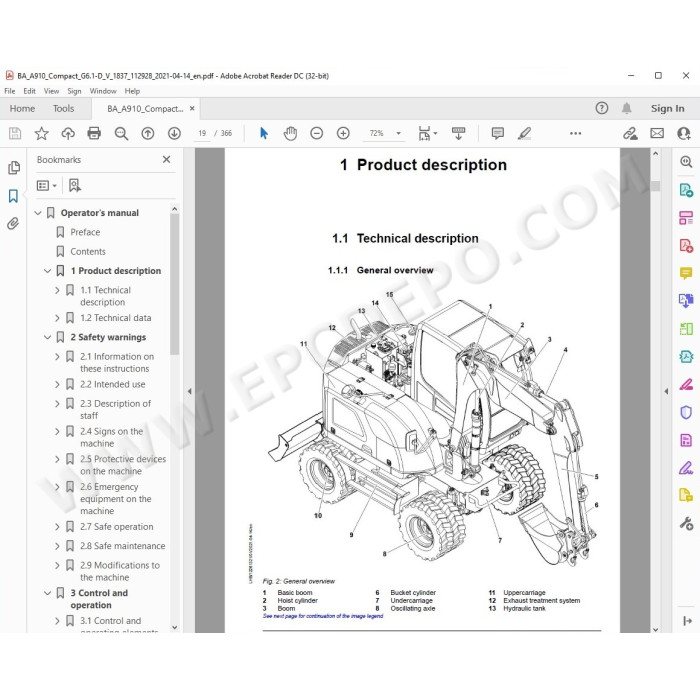 Liebherr Wheeled Excavator A910 A912 A913 A914 A916 A918 Compact Generation 6 service manual