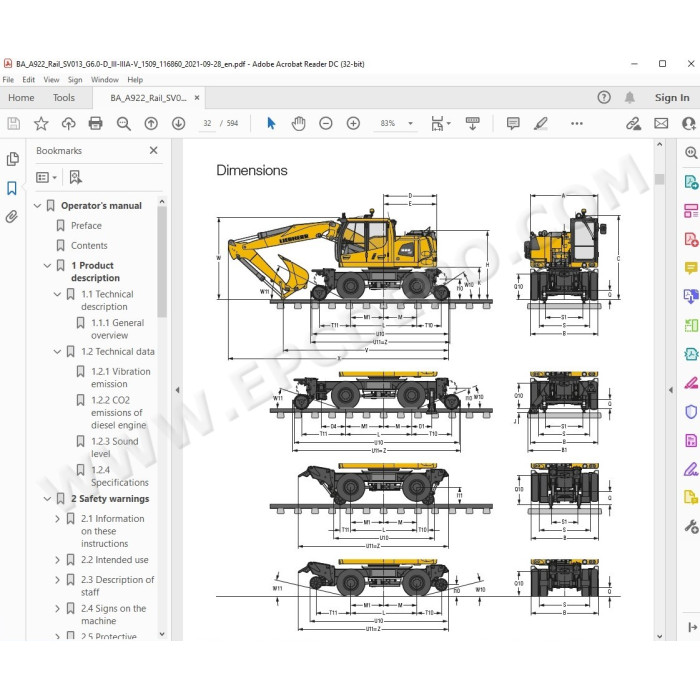 Liebherr Excavator A922 Rail Litronic Generation 6 / Tier 4 service manual