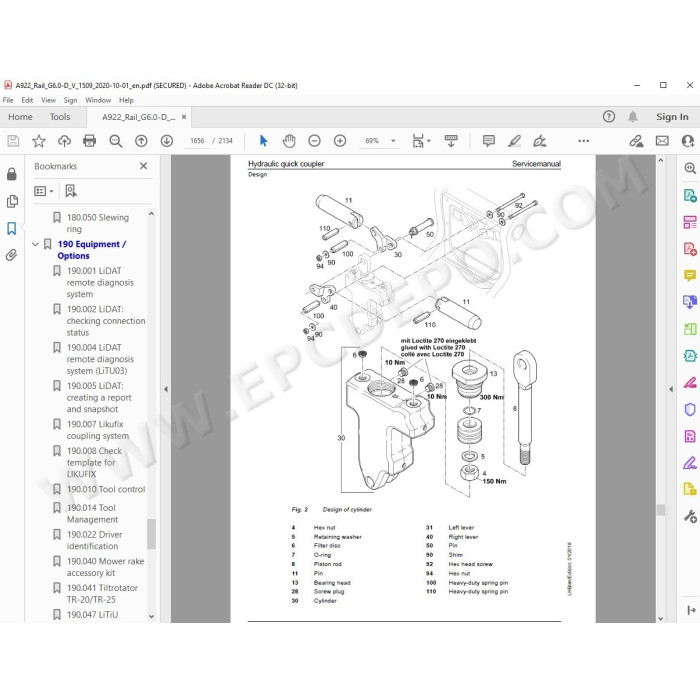 Liebherr Excavator A922 Rail Litronic Generation 6 / Tier 4 service manual